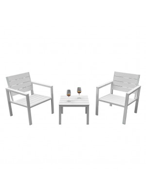 Set da Giardino 2 poltrone e tavolino in metallo 3 Pezzi - HAITI (Bianco)