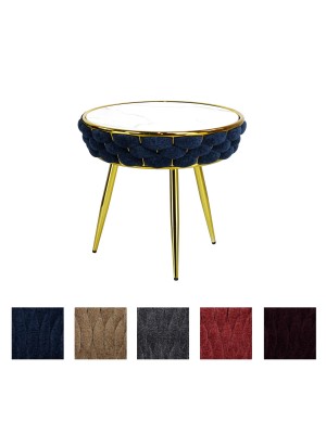 Tavolino ROYAL intrecciato in morbida ciniglia vellutata con piano effetto marmo