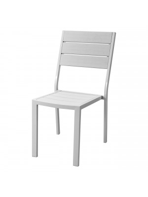 Sedia MESSICO senza Braccioli con struttura in metallo, seduta e schienale in polietilene effetto legno (Bianco)
