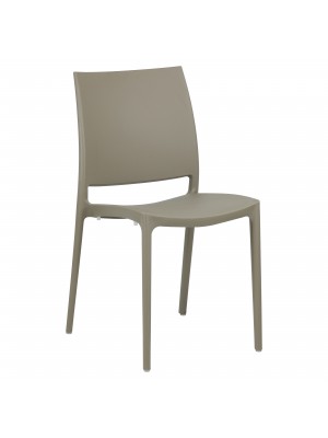 Sedia in Polipropilene Design Impilabile, per interno esterno, colore Tortora Totò Piccinni - Vista Obliqua