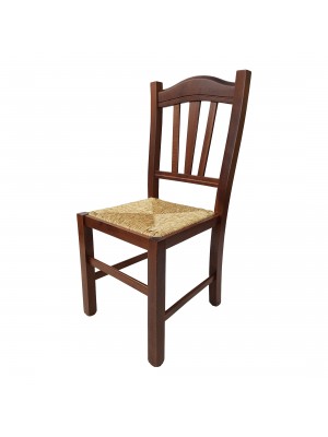 Vista diagonale di una sedia legno paesana Silvana artigianale colore noce Totò Piccinni