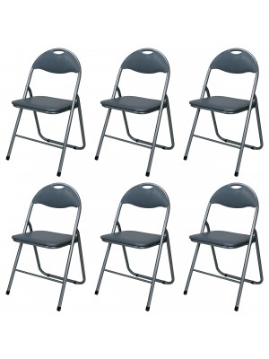 Set di 6 sedie pieghevoli salvaspazio imbottite ecopelle colore Grigio Totò Piccinni