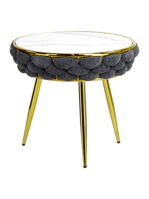 Tavolino ROYAL intrecciato in morbida ciniglia vellutata con piano effetto marmo (Grigio)