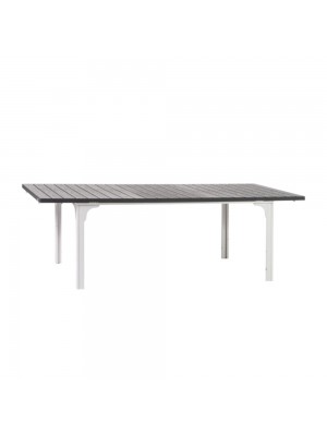 Tavolo allungabile per esterni con struttura in metallo e piano HDPE effetto legno - CILE (Grafite)