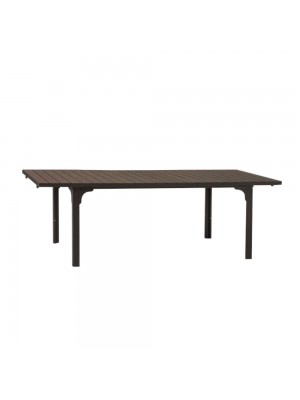 Tavolo allungabile per esterni con struttura in metallo e piano HDPE effetto legno - CILE (Marrone)