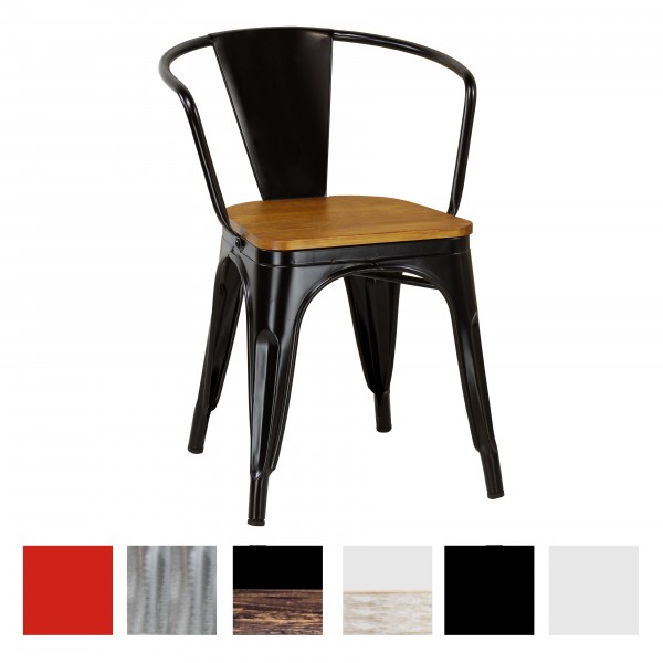 Poltrona Nero impilabile con seduta in legno design Industriale - Industry